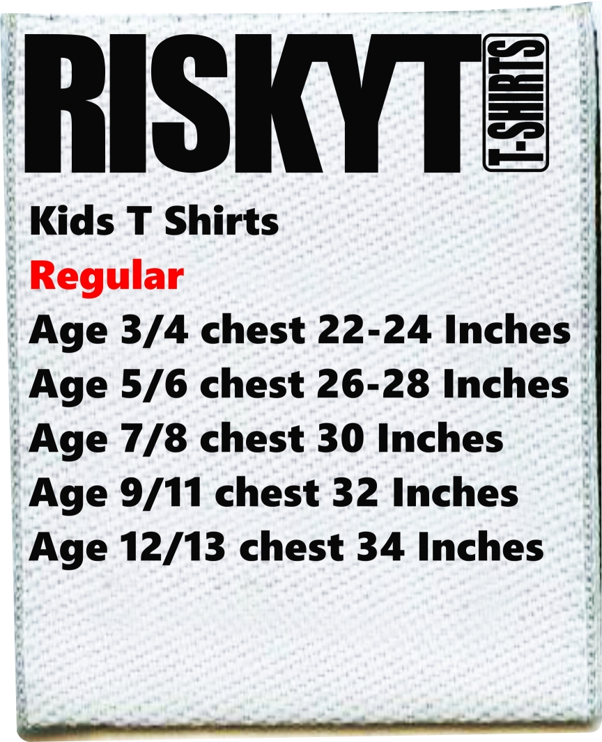 RISKYT T SHIRTS KIDS CHILDRENS T SHIRT SIZE GUIDE SIZE CHART